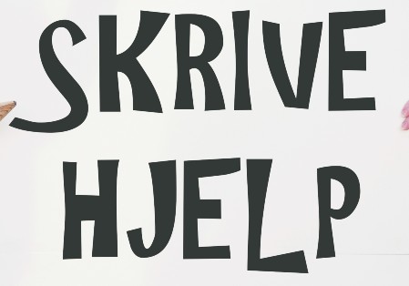 En plakat hvor det står "skrivehjelp"