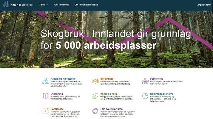 Faksimile av nettsida innlandsstatistikk.no