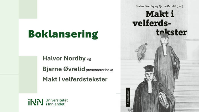 Plakat med arrangementsinfo og bilde av omslag