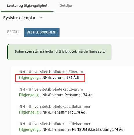 tilgjengelighet i Leganto