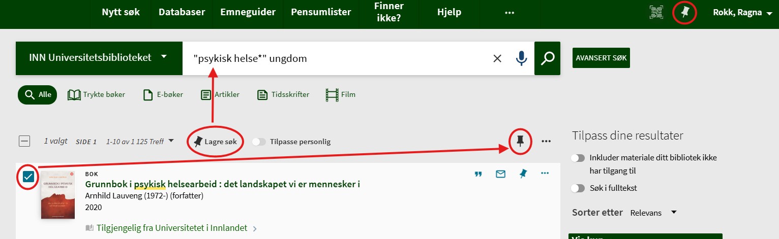 Skjermdump hvor tegnestift-symbol i Oria er markert med rød sirkel