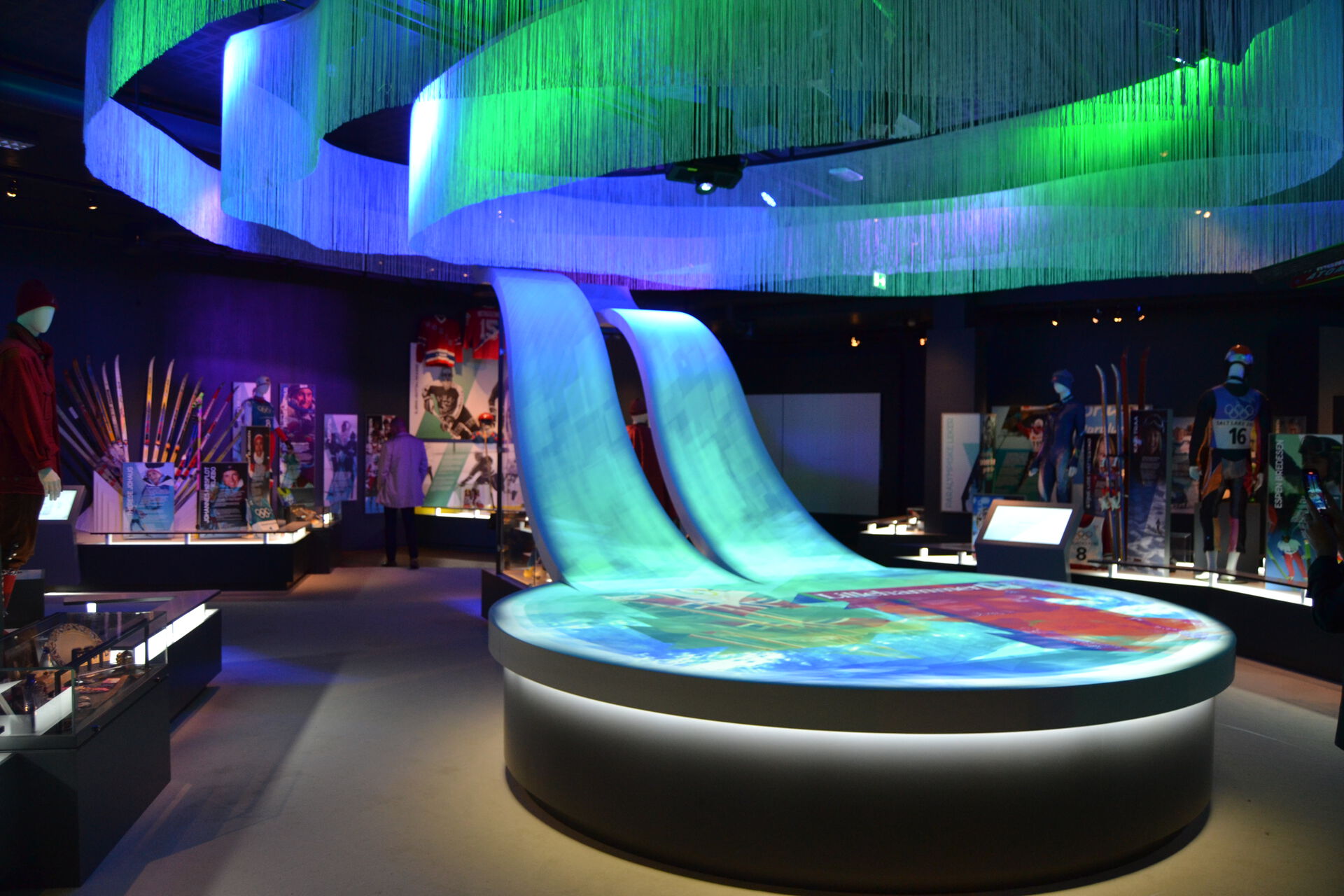 the ski jump figure at the Olympic Museum