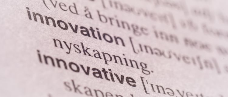The picture displays the word 'innovation' in a dictionary