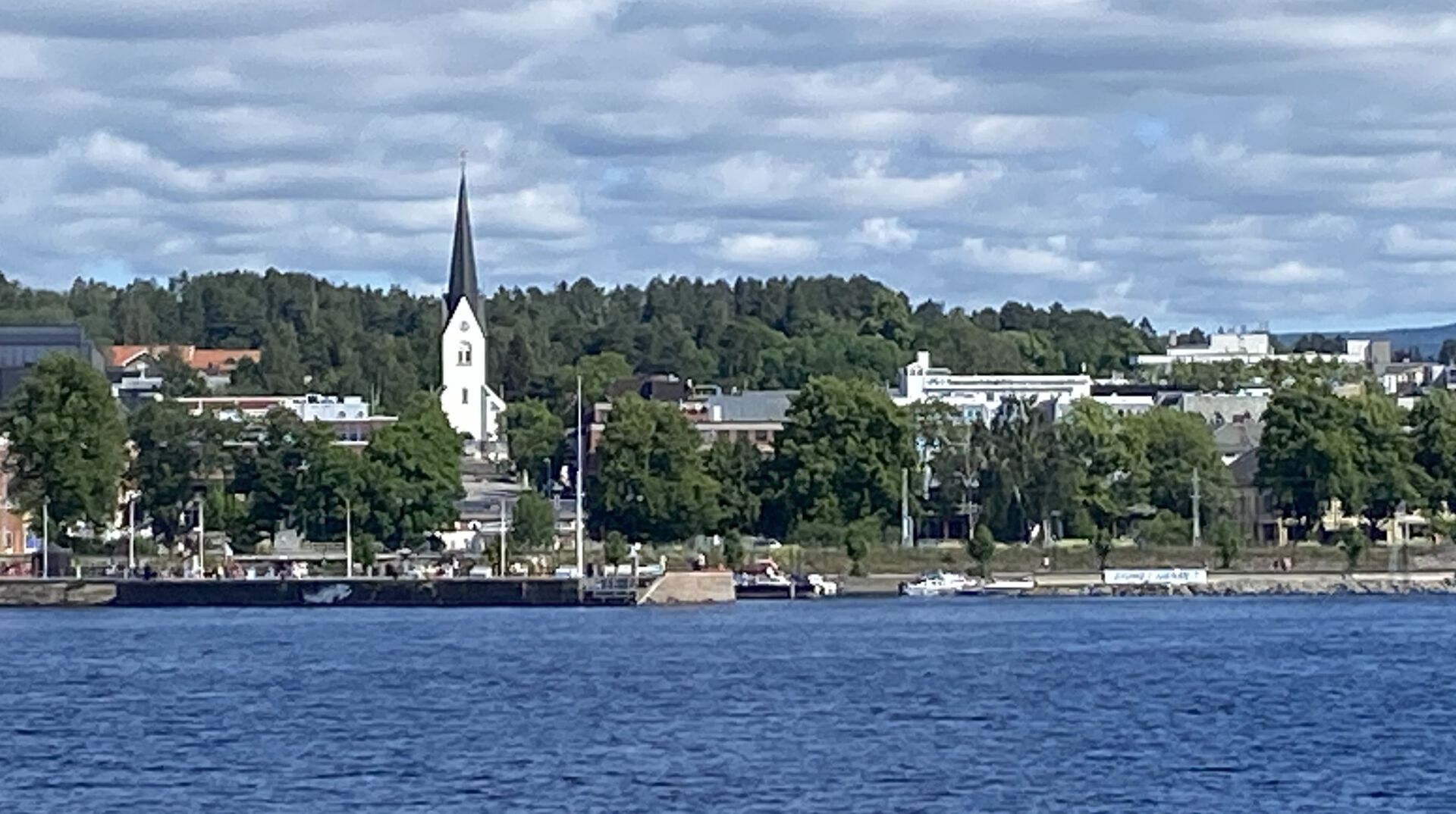 Hamar city centre pictured from the direction of lake Mjøsa