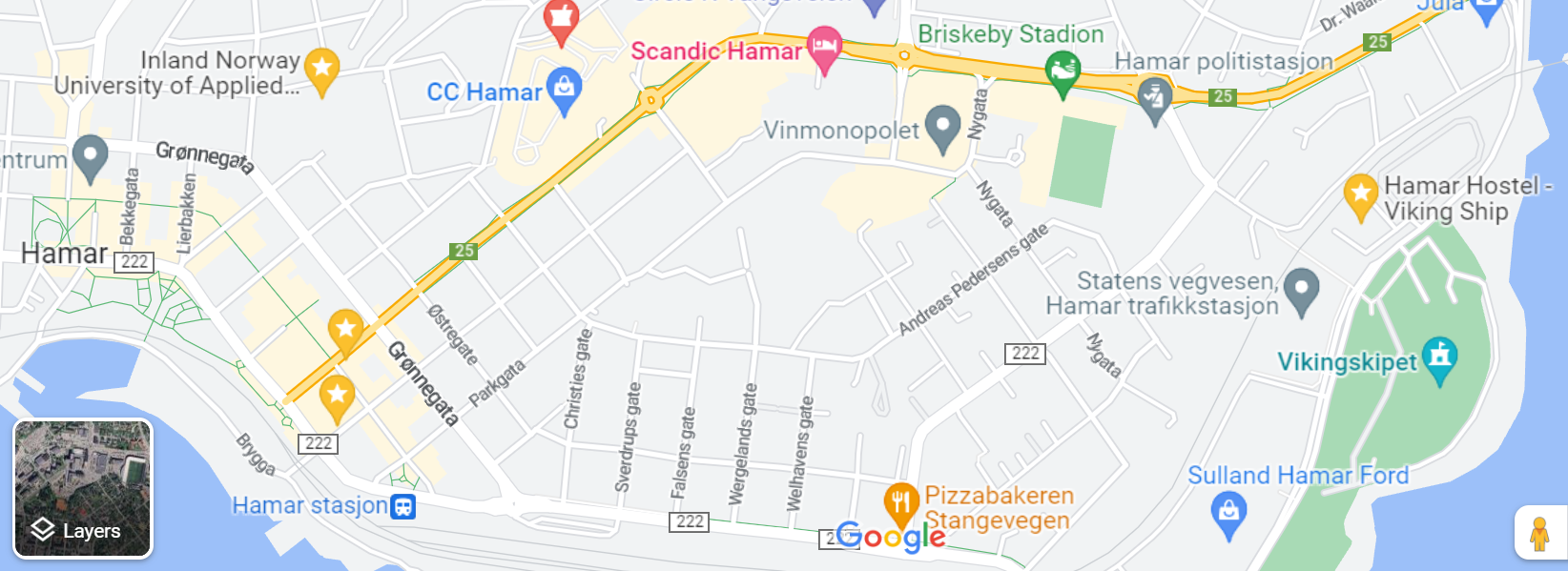 Map of Hamar city centre. 