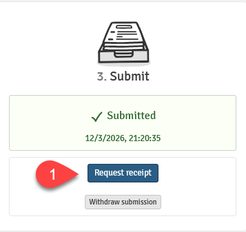 A screenshot of where you'll find the request receipt button