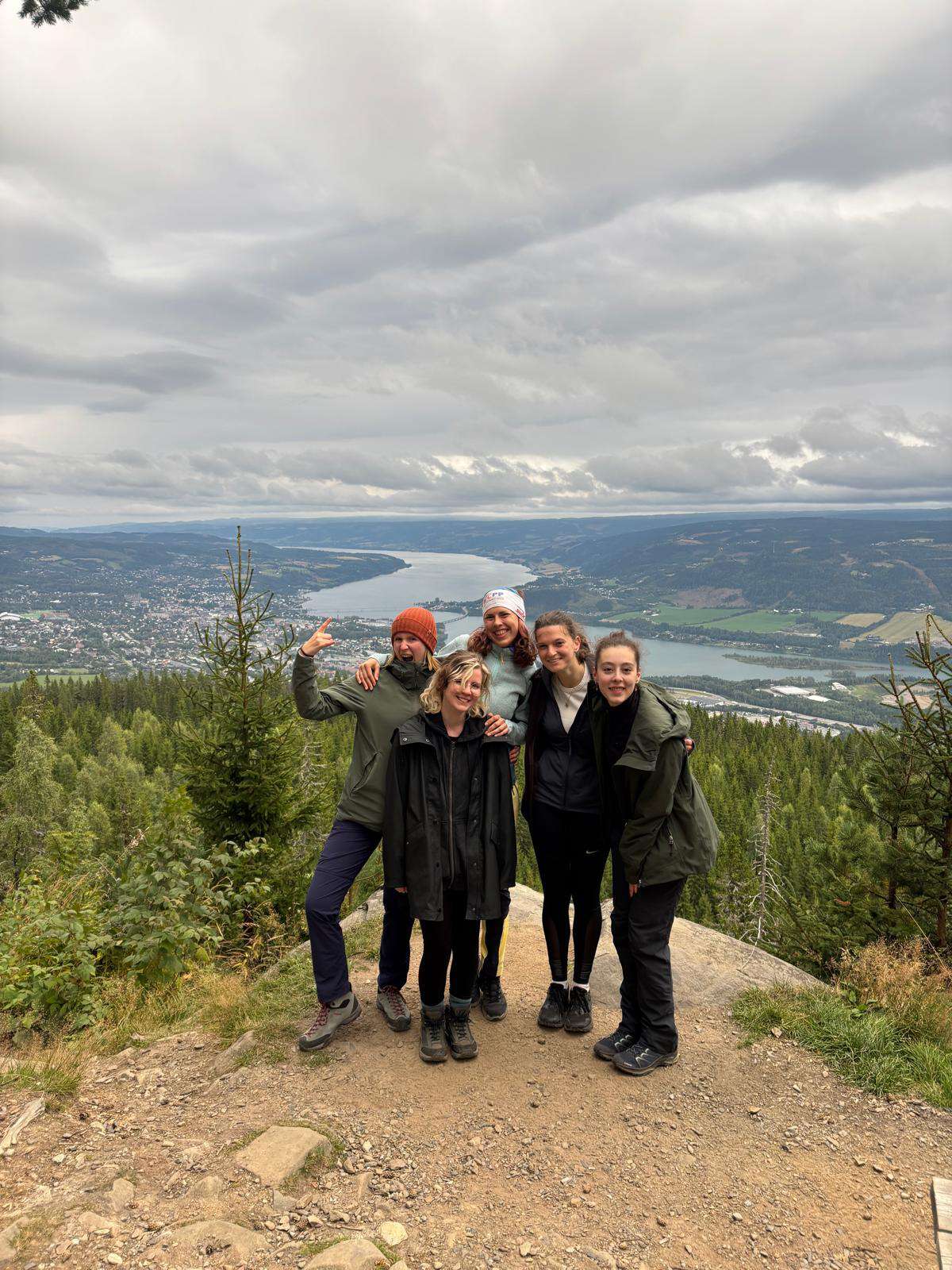 Student hikers on a mountain