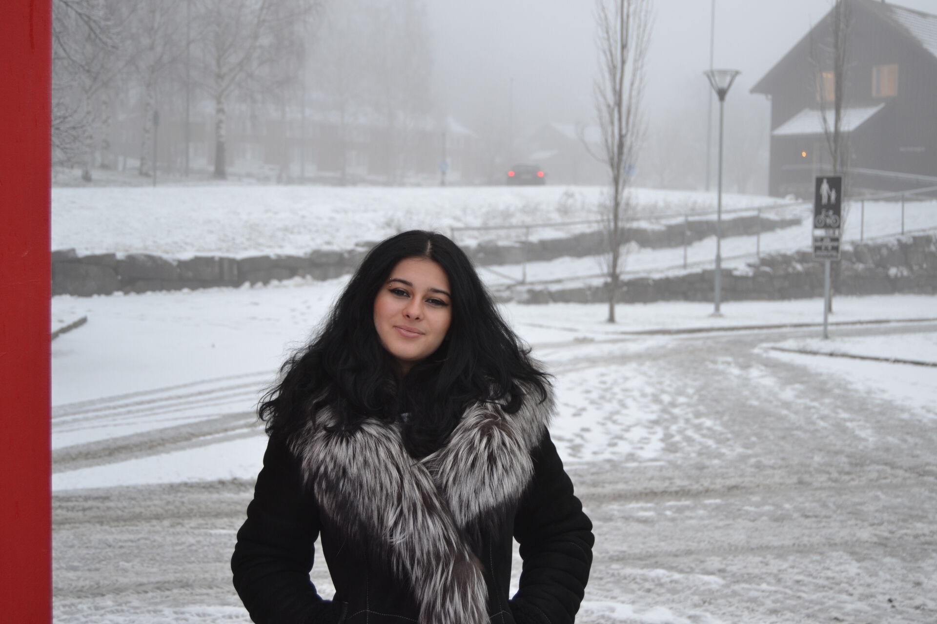 Timea outside in the snow