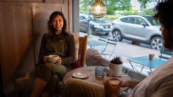 And enjoying a cup of tea and coffee at the popular Larsen café in the centre of Hamar.