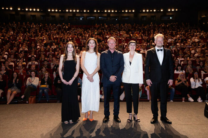 Actresses maja tothammer hruza and helga guren actor oddgeir thune film director lilja ingolfsdottir and director of photography ystein mamen KVIFF