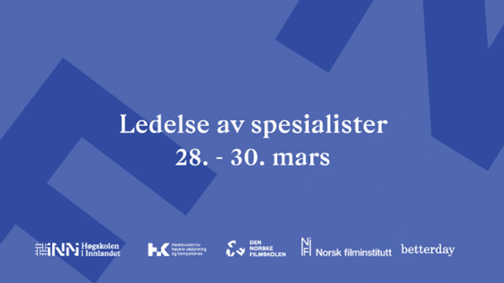 Banner kurs DNF med tekst Ledelse av spesialister 28.-30. mars