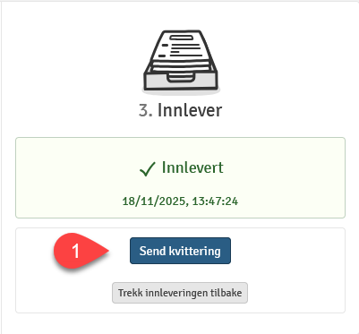 Etter innlevering kan du velge å sende kvittering til deg selv.