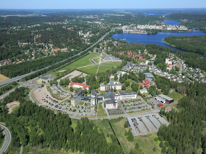 Flyfoto av et av studiestedene