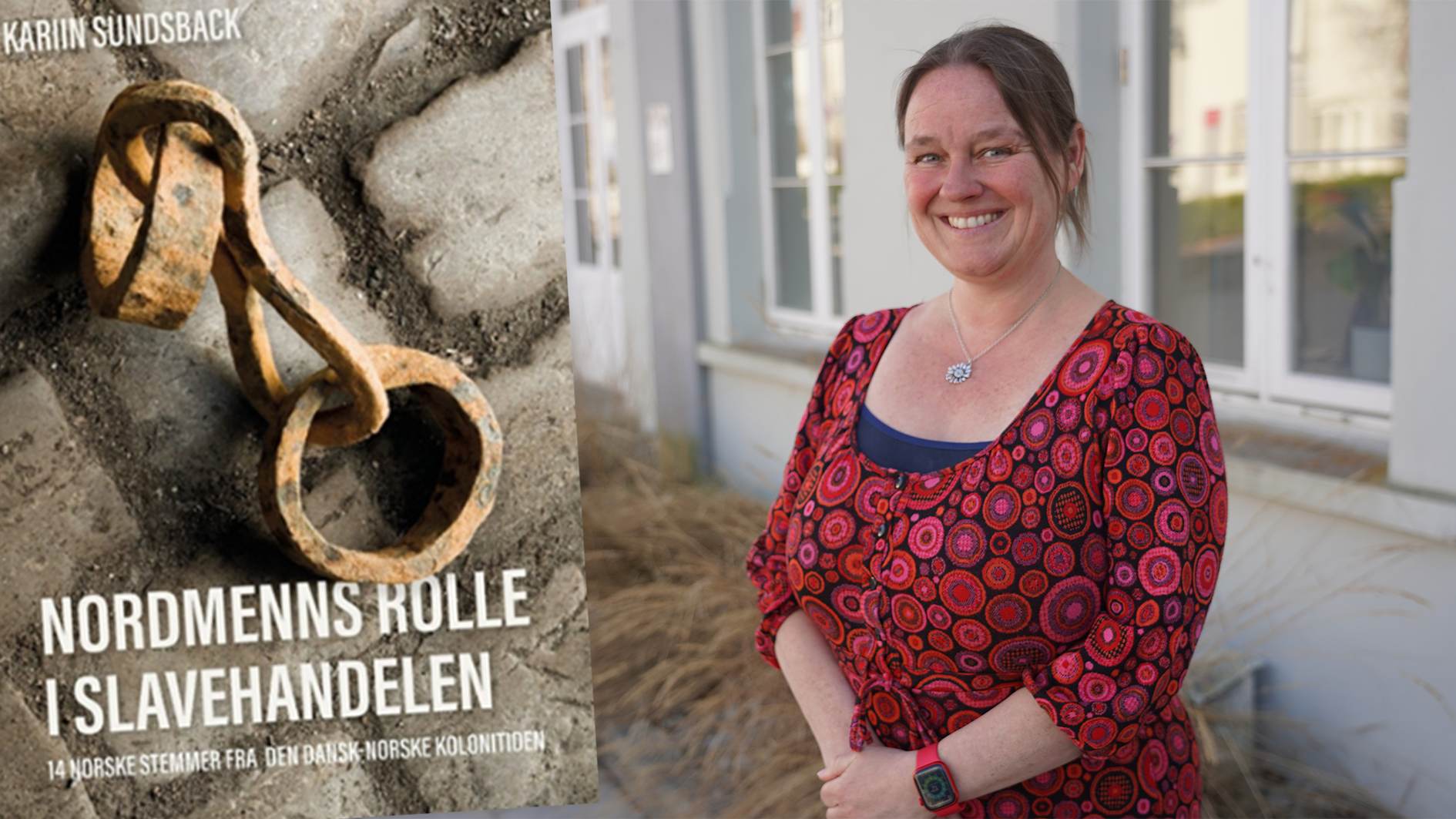 Forfatteren med boka i hendene
