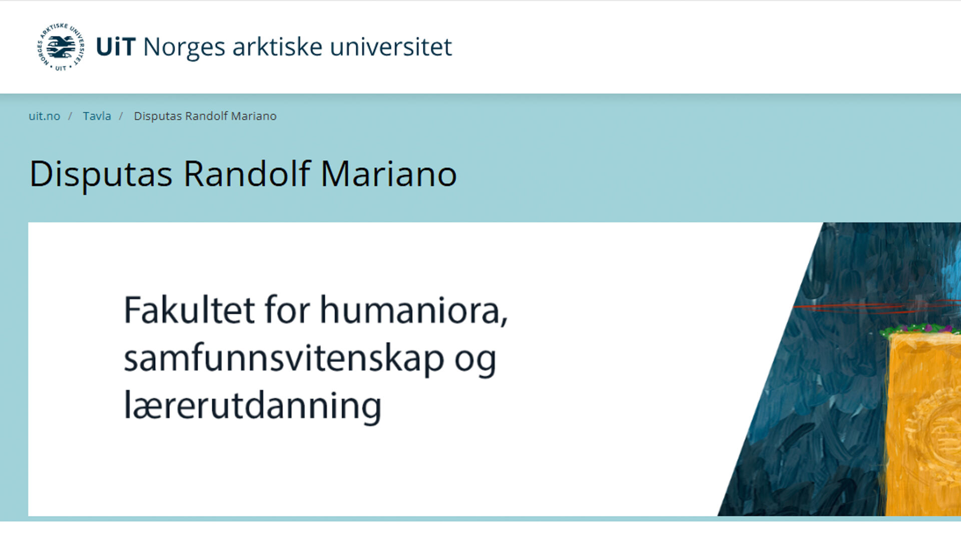 Logo og kalenderinfo på UiT Norges arktiske universitet sin nettside