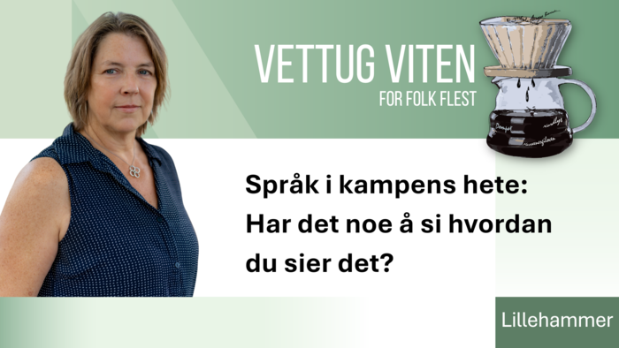 Banner vettug viten med bilde av Susan Nacey og tittel på foredrag