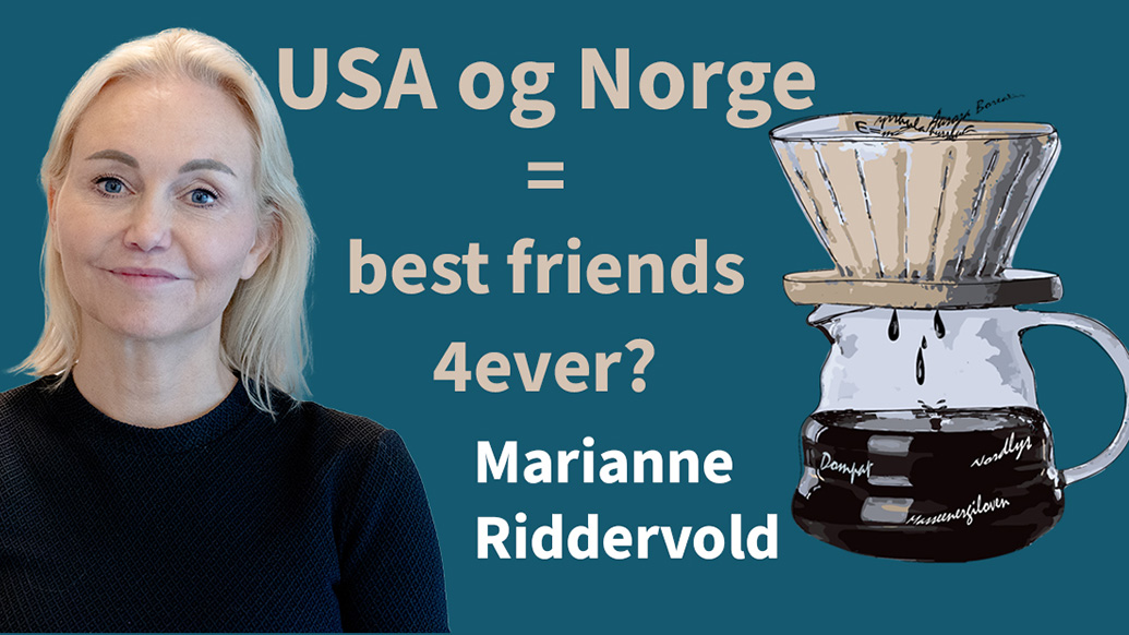 Bilde av Riddervold med tittel på foredrag: USA og Norge = best friends 4ever?
