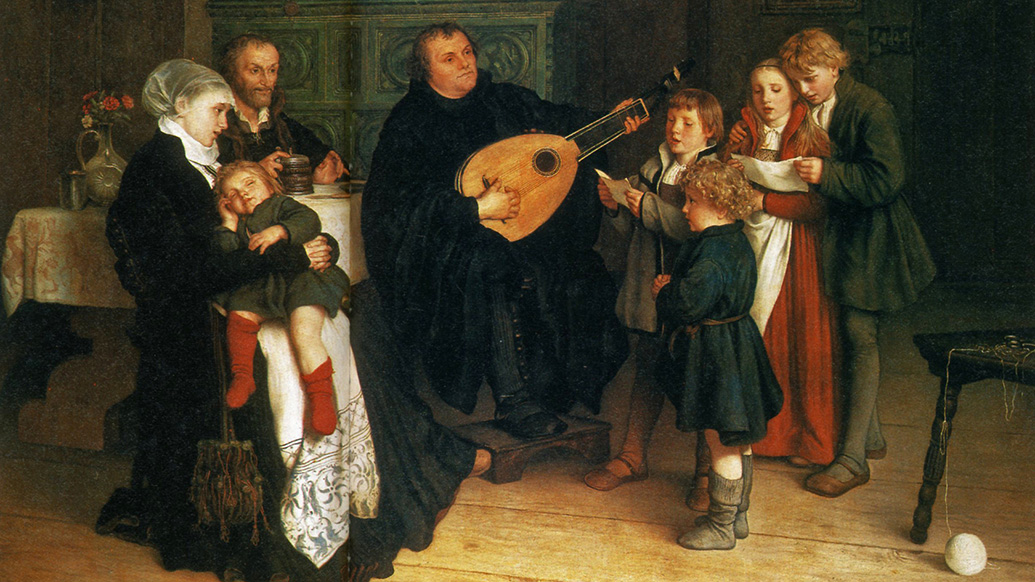Gustav Spangenbergs Luther im Kreise seiner Familie musizierend (ca 1875)