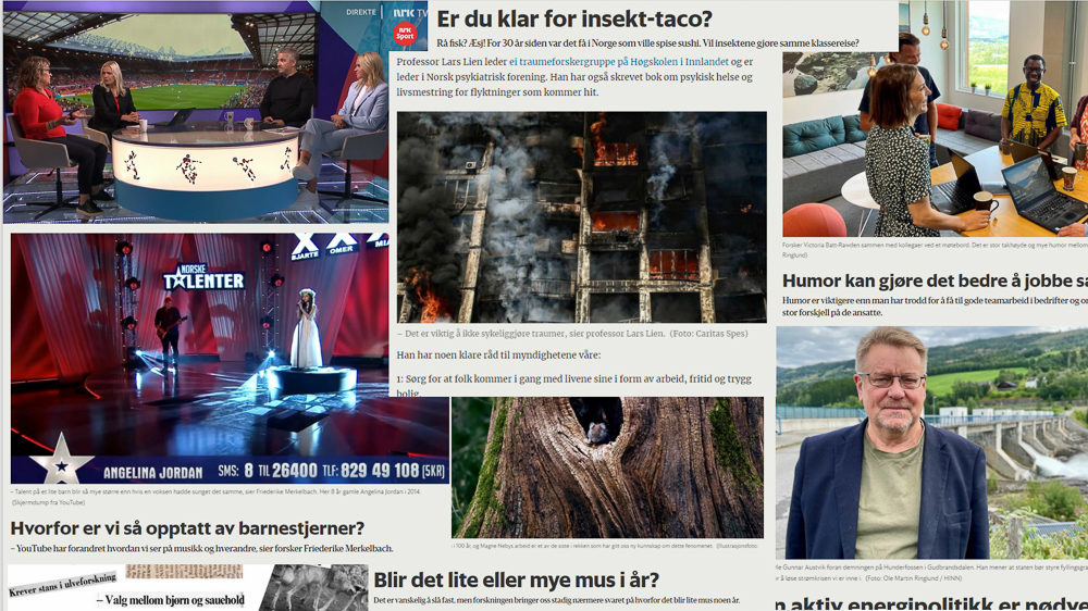 Kollasje av saker på forskning.no