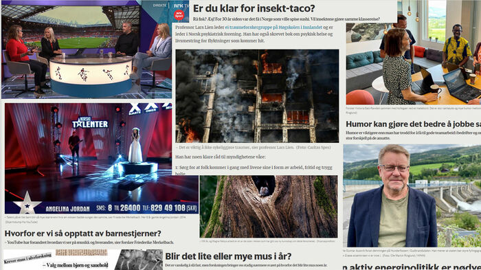 Kollasje av saker på forskning.no
