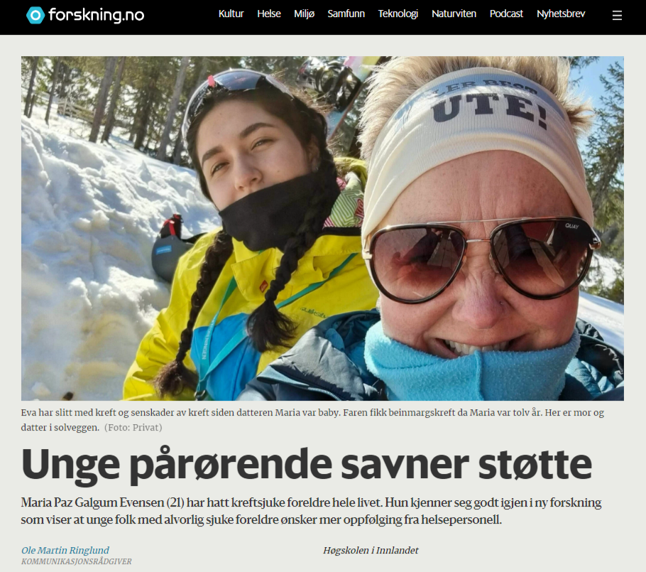 Skjermdump av en nyhetssak på forskning.no
