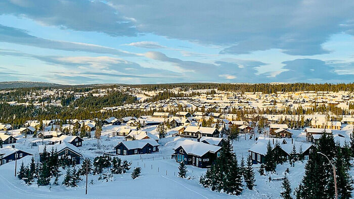 Hytter i fjellet om vinteren