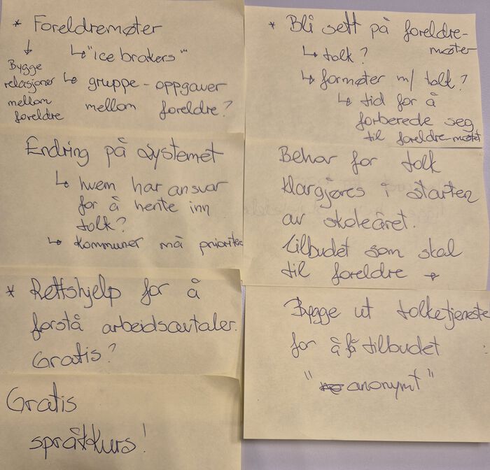 Gule lapper med tekst