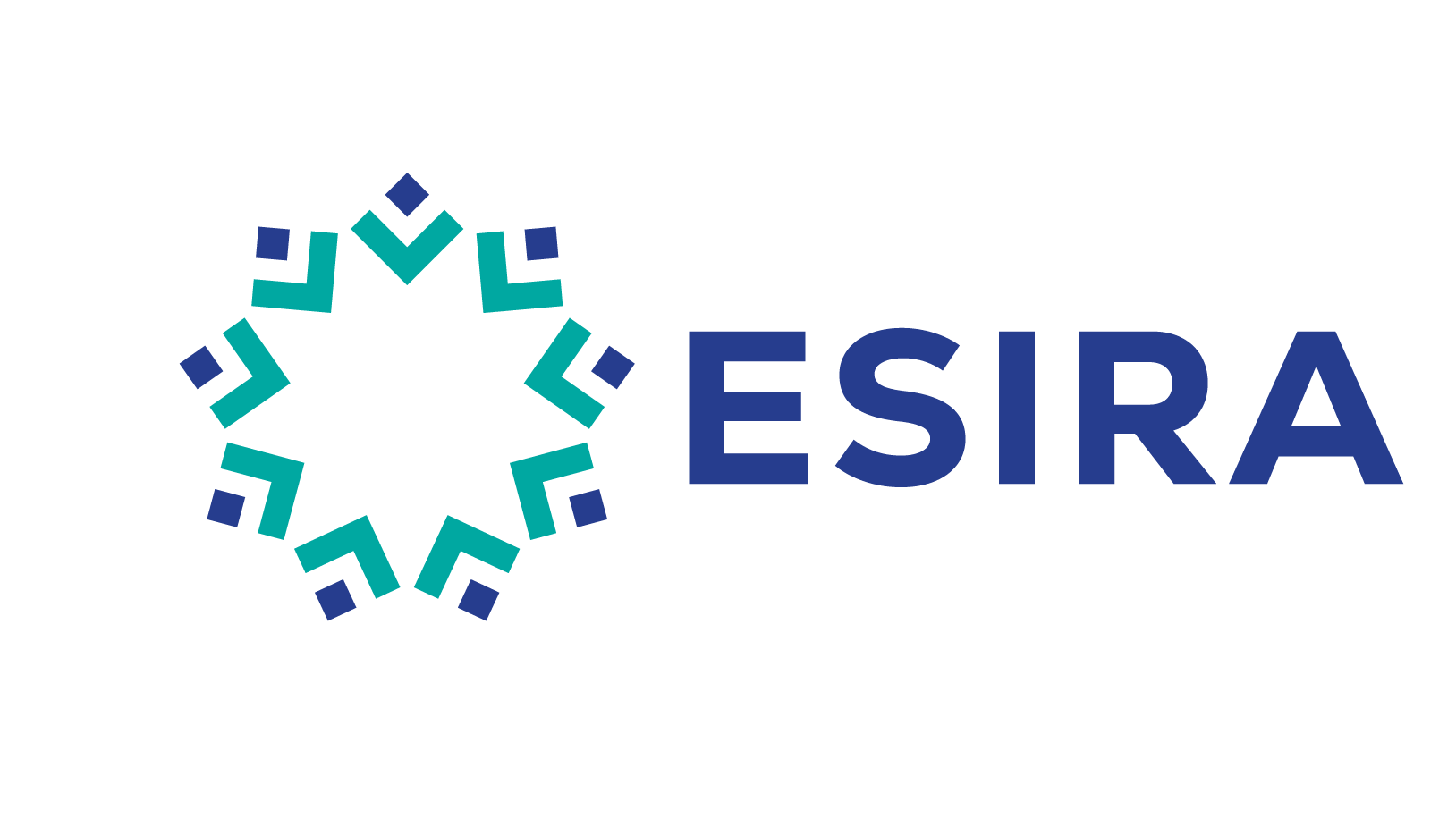 esiras logo i mørkeblått og turkis