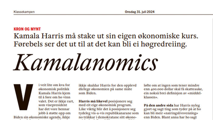 Faksimile av en kronikk i Klassekampen