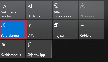 Fokusassistent er satt til å bare vise alarmer