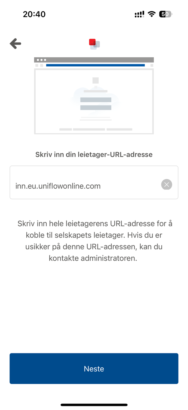 Skriv inn din Leietager-URL-adresse