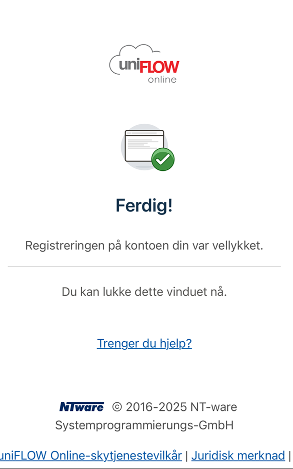 Ferdig side i app