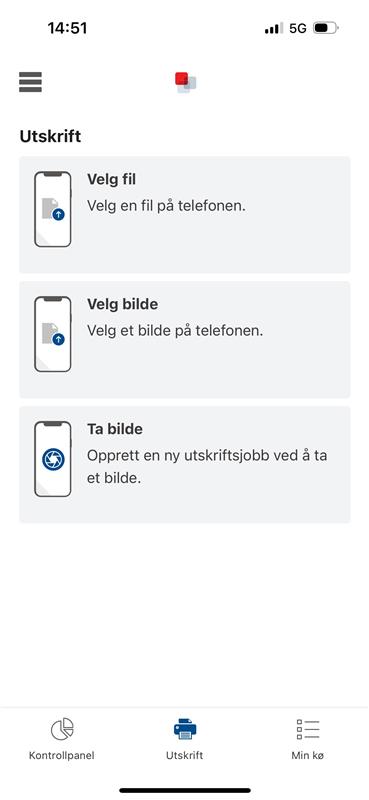 Utskrift siden i appen