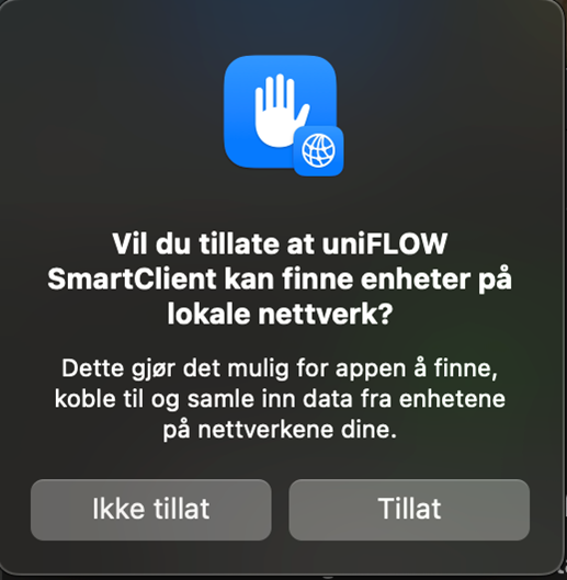 Tillate at Uniflow finner enheter på lokale nettverk