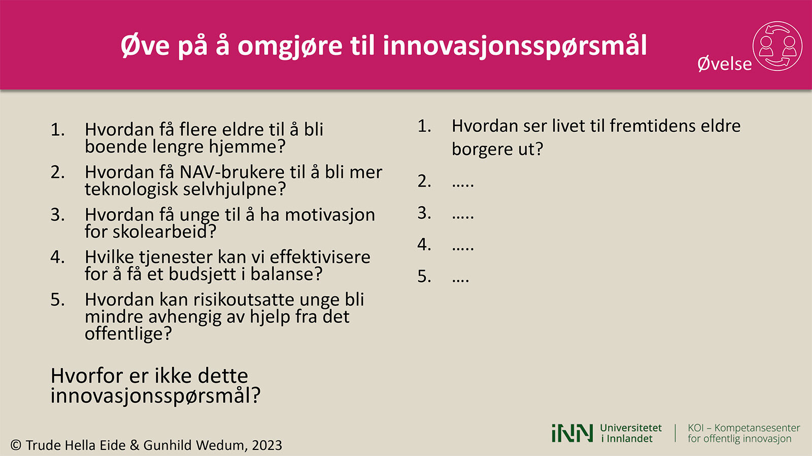 Bilde av Øve på å omgjøre innovasjonsspørsmål