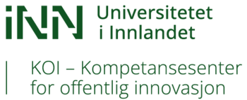 Logo Universitetet i Innlandet med undertekst KOI - Kompetansesenter for offentlig innovasjon