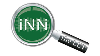Logo, et forstørrelsesglass med teksten INN the LUP