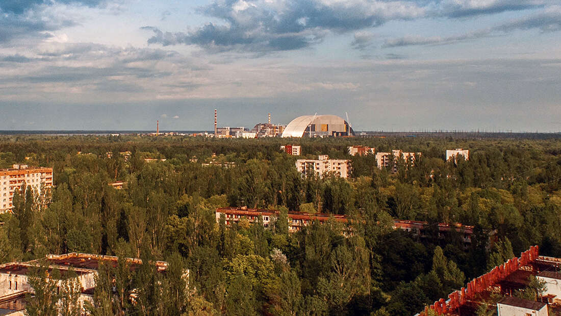 Oversiktsbilde av Tsjernobyl. 