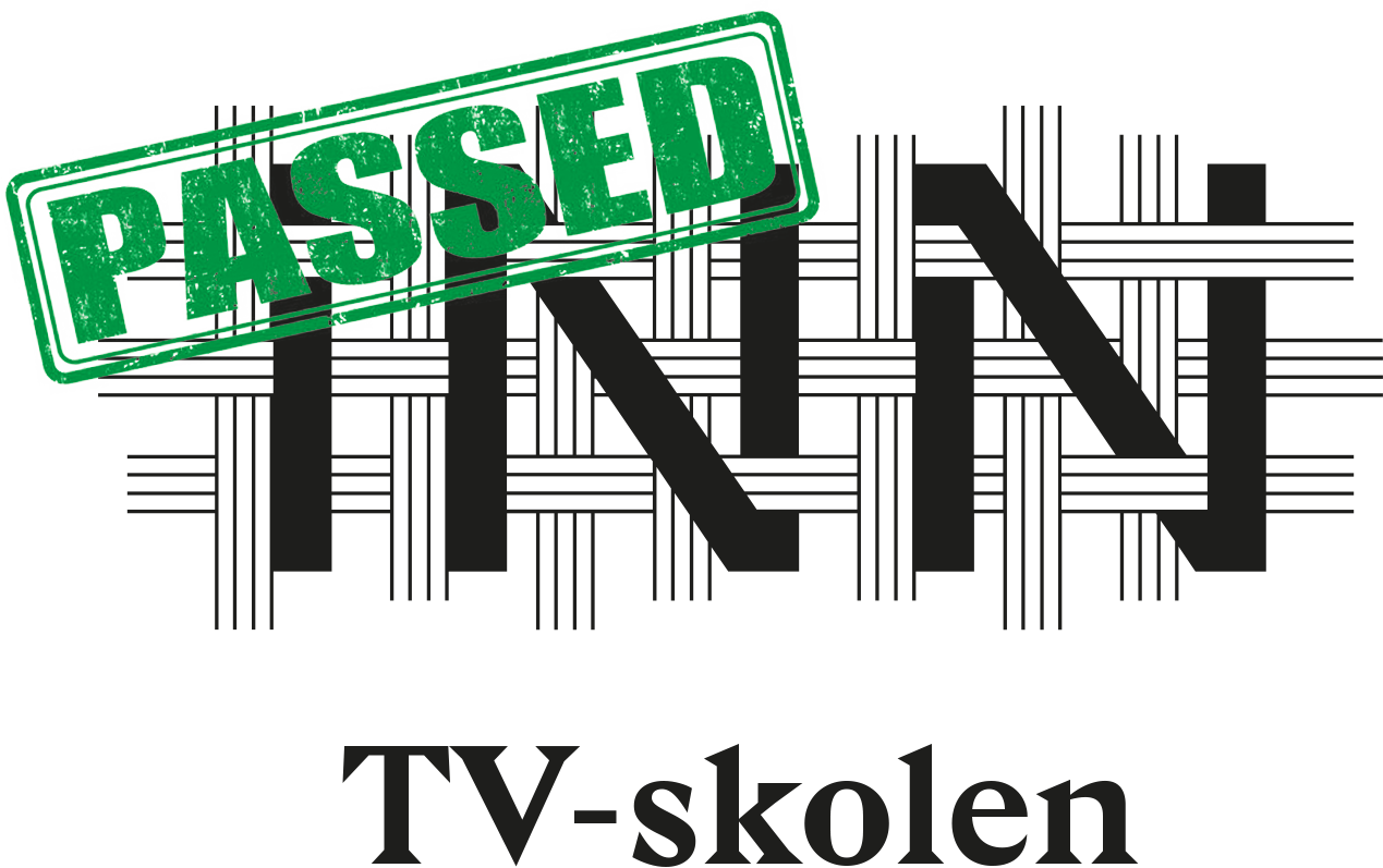 Bilde av TV-skolens logo med "Passed" -tekst i grønn