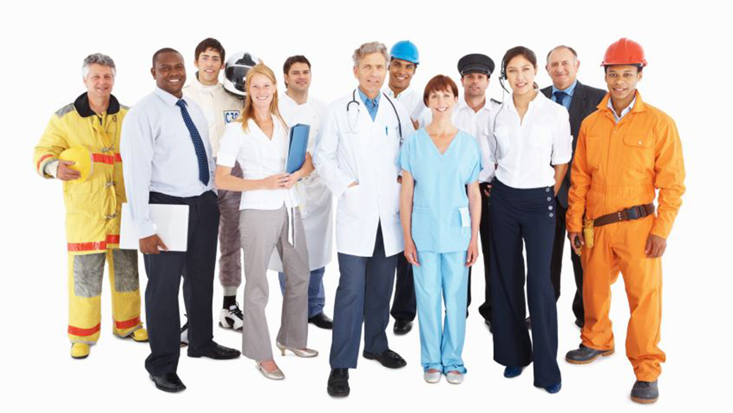 Group of people representing different jobs