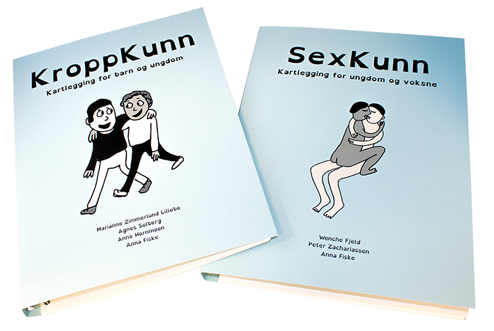 Forsidene på de to kartleggingsbøkene Kroppskunn og Sexkunn