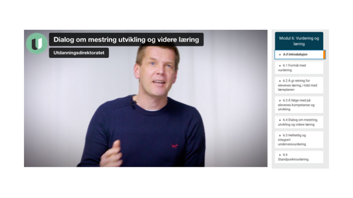 Bilde av Egil Hartberg som videoforeleser, samt oversikt over innholdet i modulene.