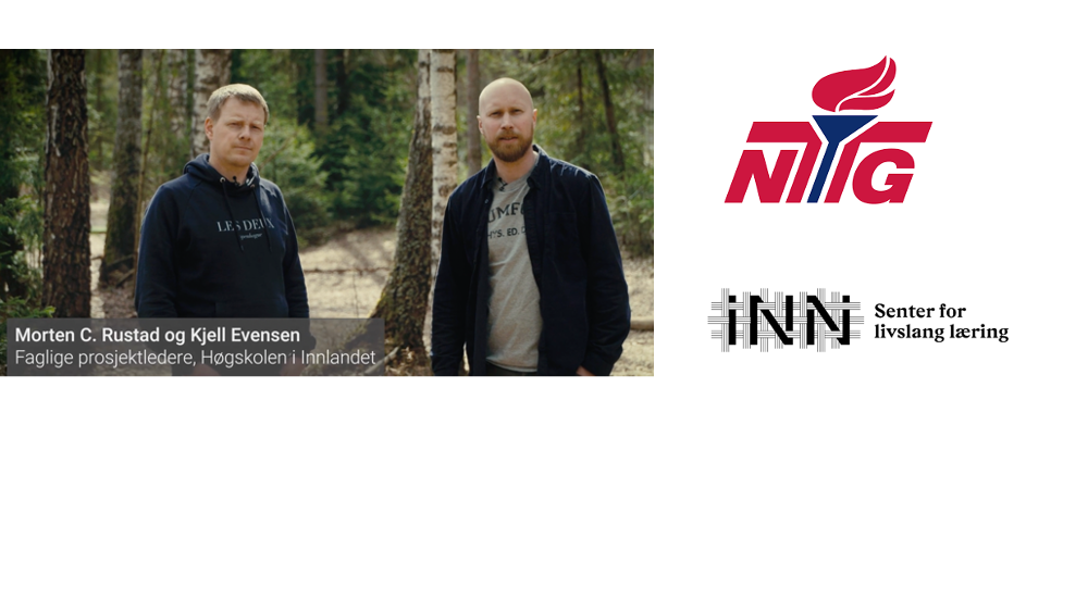 Prosjektledere fra Senter for livslang læring, Kjell Evensen og Morten C. Rustad. Bildet viser også logoen til SELL og NTG