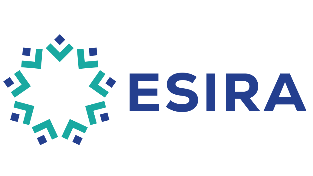 Esira logo i lyse og mørke blått