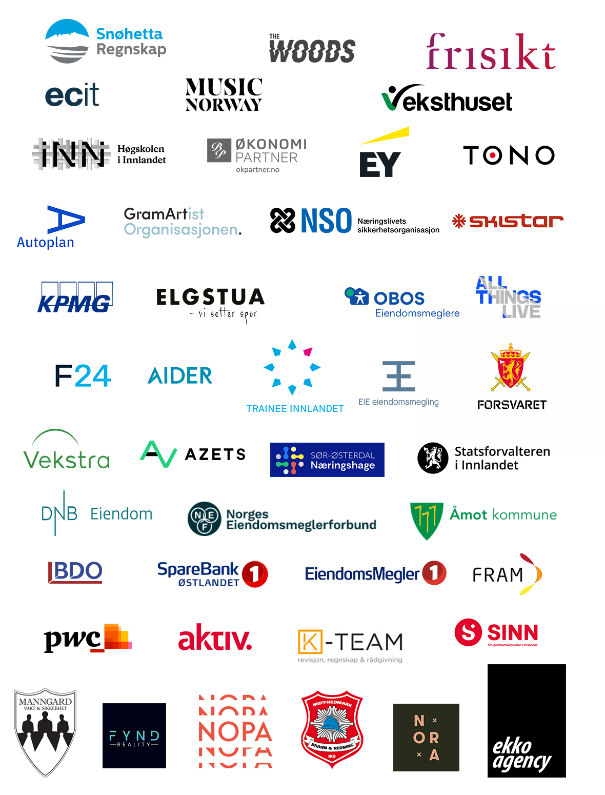 Logo til alle bedriftene som kommer på karrieredagen