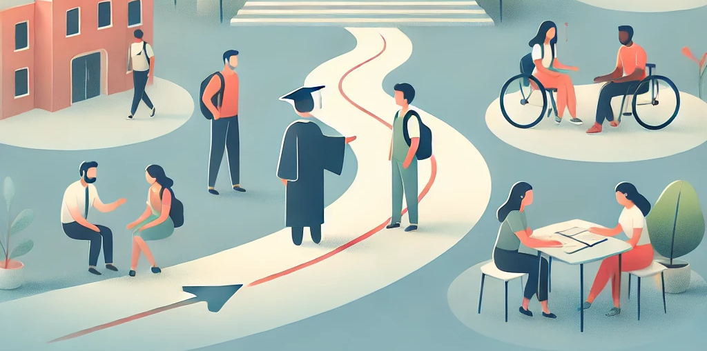 Illustrasjon av studenter som er sosiale