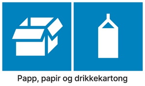 Bilde viser symboler for papp, papir og drikkekartong