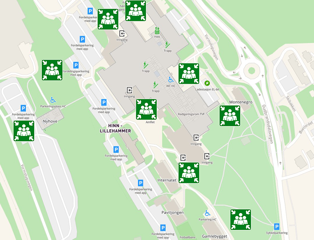 Bilde viser møteplasser ved studiested Lillehammer.