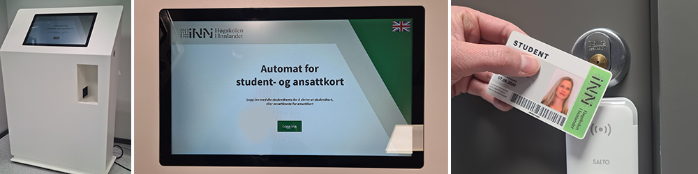 Bilder viser kortautomat for utskrift av studentkort og ansattkort.