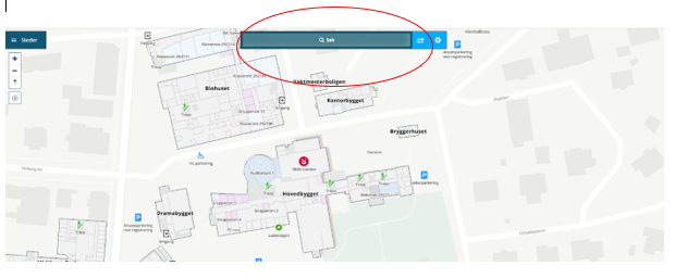 Kartutsnitt fra Mazemap som viser studiested Hamar.